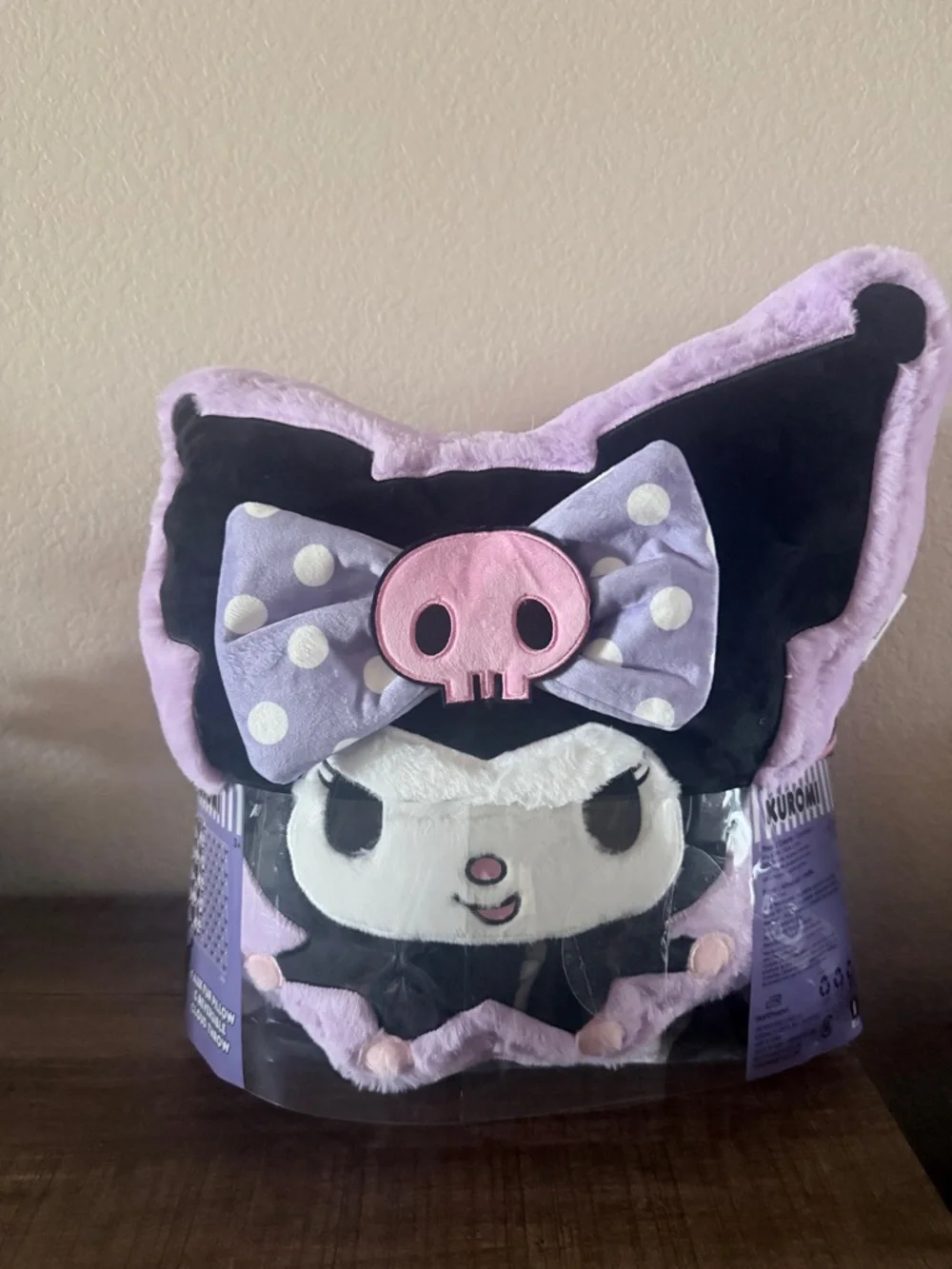 Kawaii Sanrio Kuromi Plush Pillow and Blanket Set - Lavender